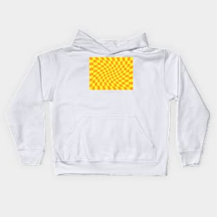 Twisted Checkered Square Pattern - Yellow & Orange Kids Hoodie